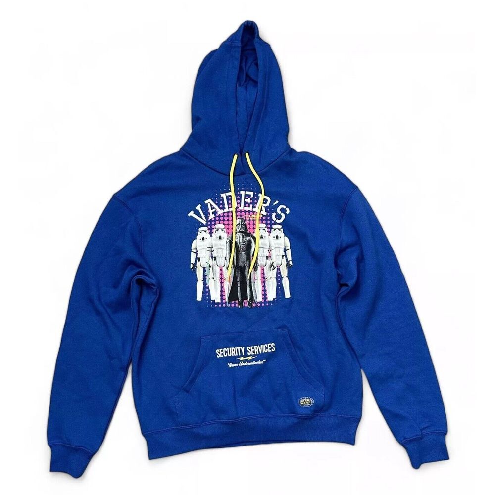 Disney Parks Star Wars Darth Vader Blue Security Services Hoodie Sweatshirt Sz S